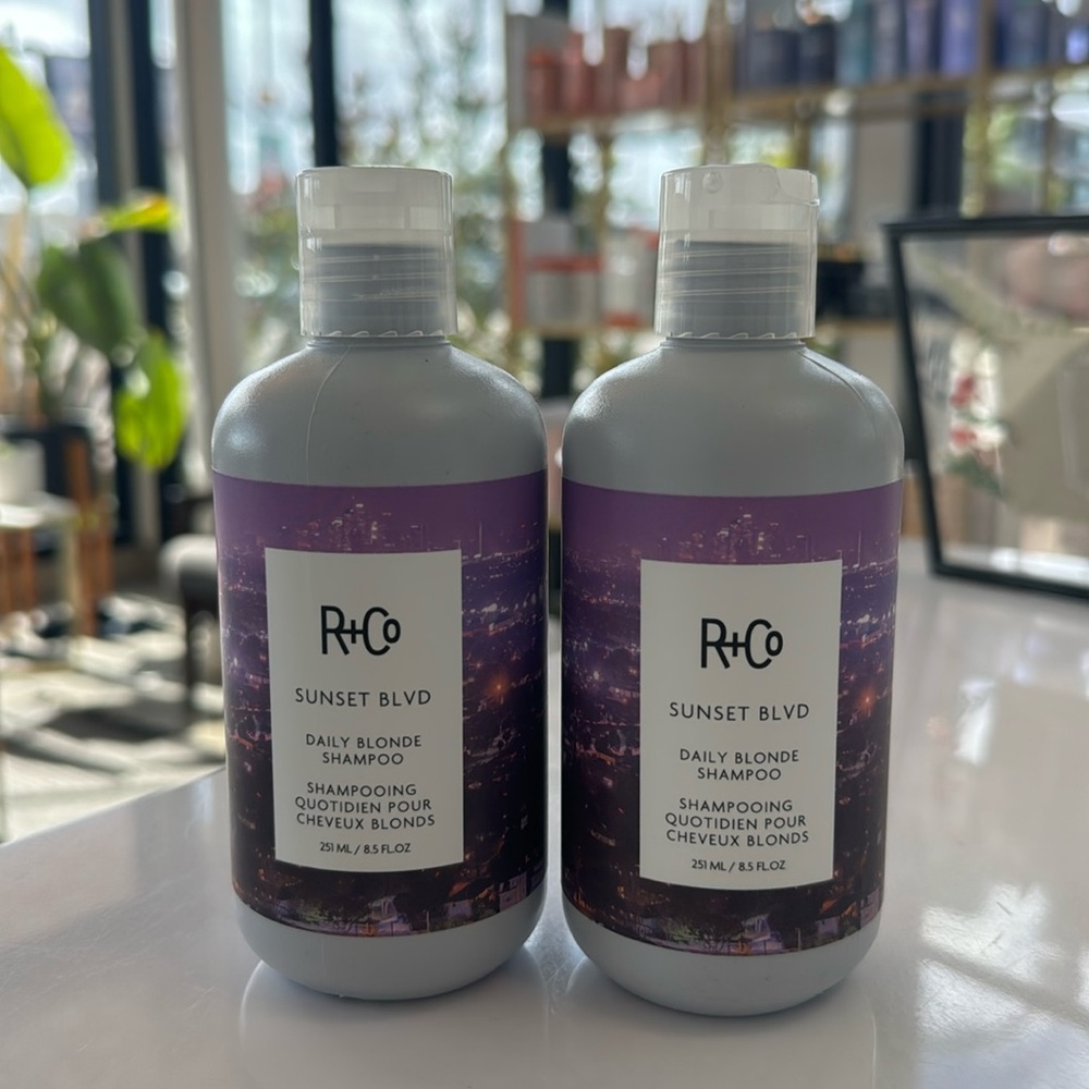 R&Co Sunset Blonde Shampoo. Brightens blondes and greys.